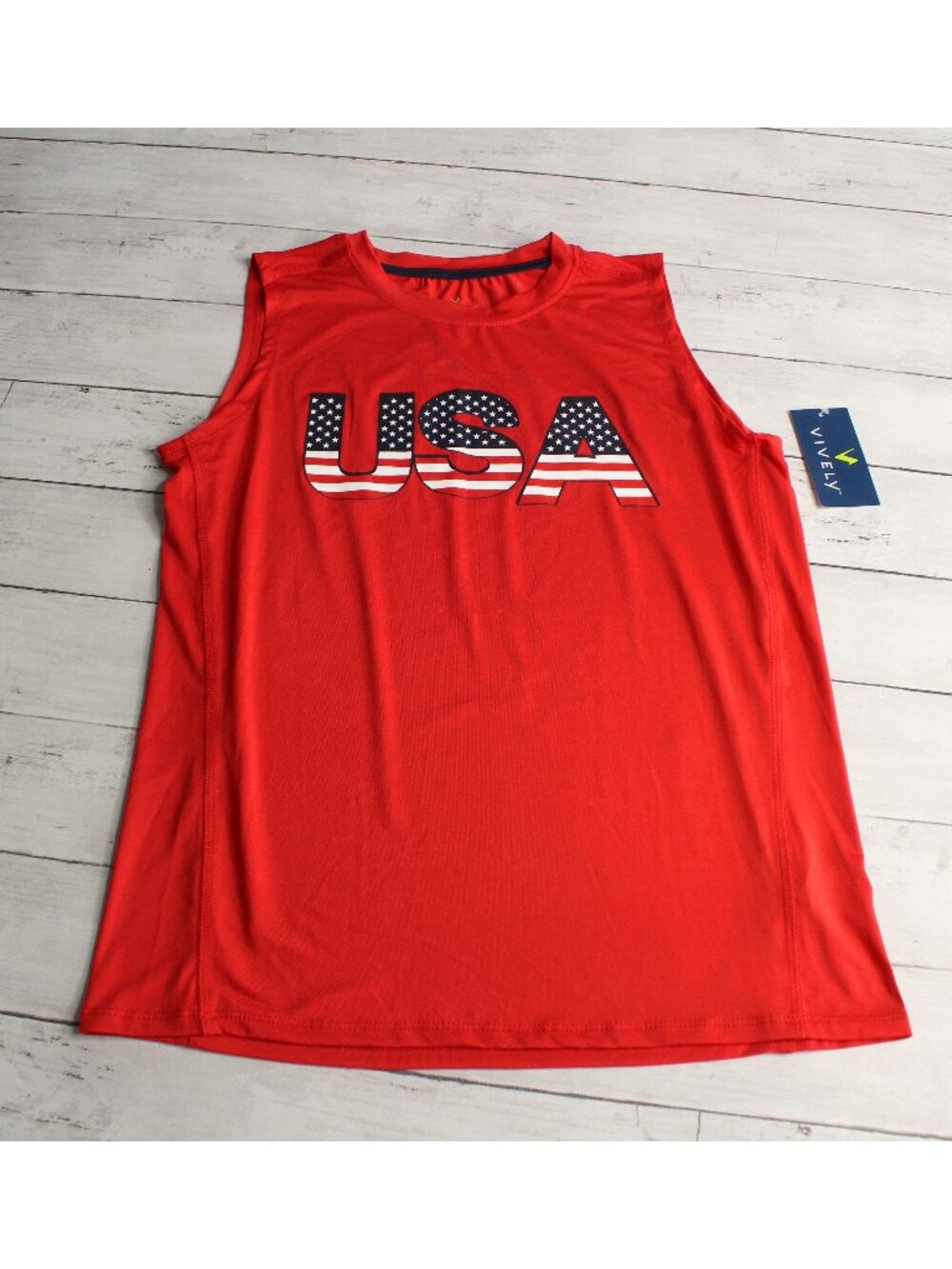 Vively Boy's Size XL 14 16 Graphic T Shirt Sleeveless Tank Top USA Patriotic